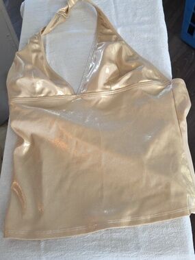 Newport News 2 Piece Gold Swimsuit Size 12